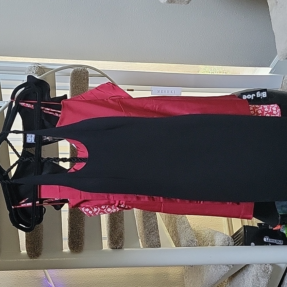 Black open back dress with t strap